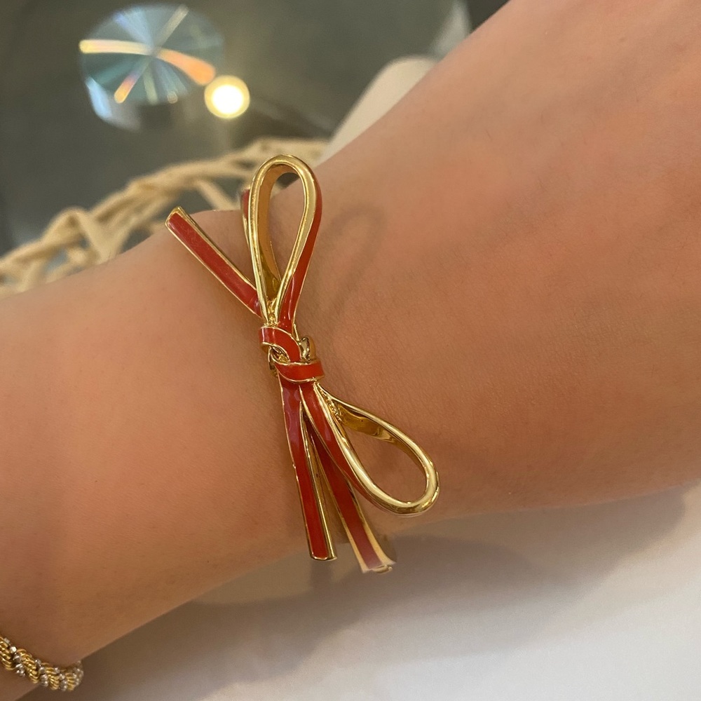 Kate Spade red enamel hinge clasp bangle bracelet